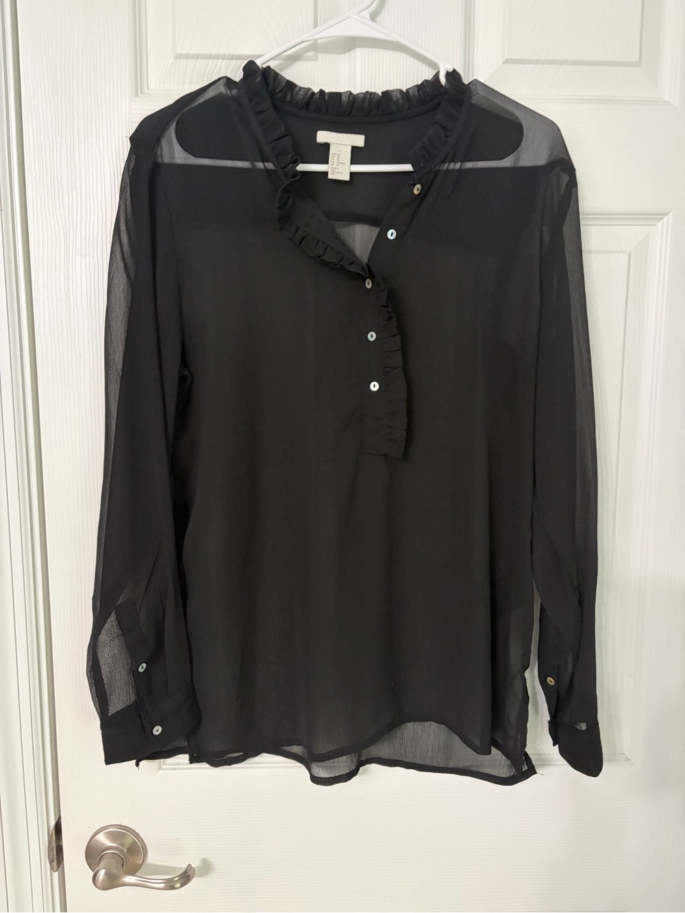 H&M Black Ruffle Henley Blouse -